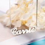 Collier Personnalisé avec Prénom Horizontal Collier Prénom Plaque en Argent pour Femme