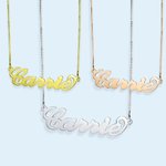 Collier Personnalisé avec Prénom Horizontal Collier Prénom Plaque en Argent pour Femme