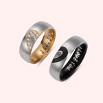 Half Heart Puzzle Initial Rings Set for Him and Her
