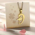 Collier Couple avec Initiale Personnalisée Pendentif de Clé et de Serrure en Forme de Cœur Colliers Cadeau Saint-Valentin pour Couple