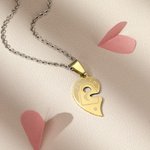 Collier Couple avec Initiale Personnalisée Pendentif de Clé et de Serrure en Forme de Cœur Colliers Cadeau Saint-Valentin pour Couple