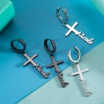 Dangle Cross Name Earrings