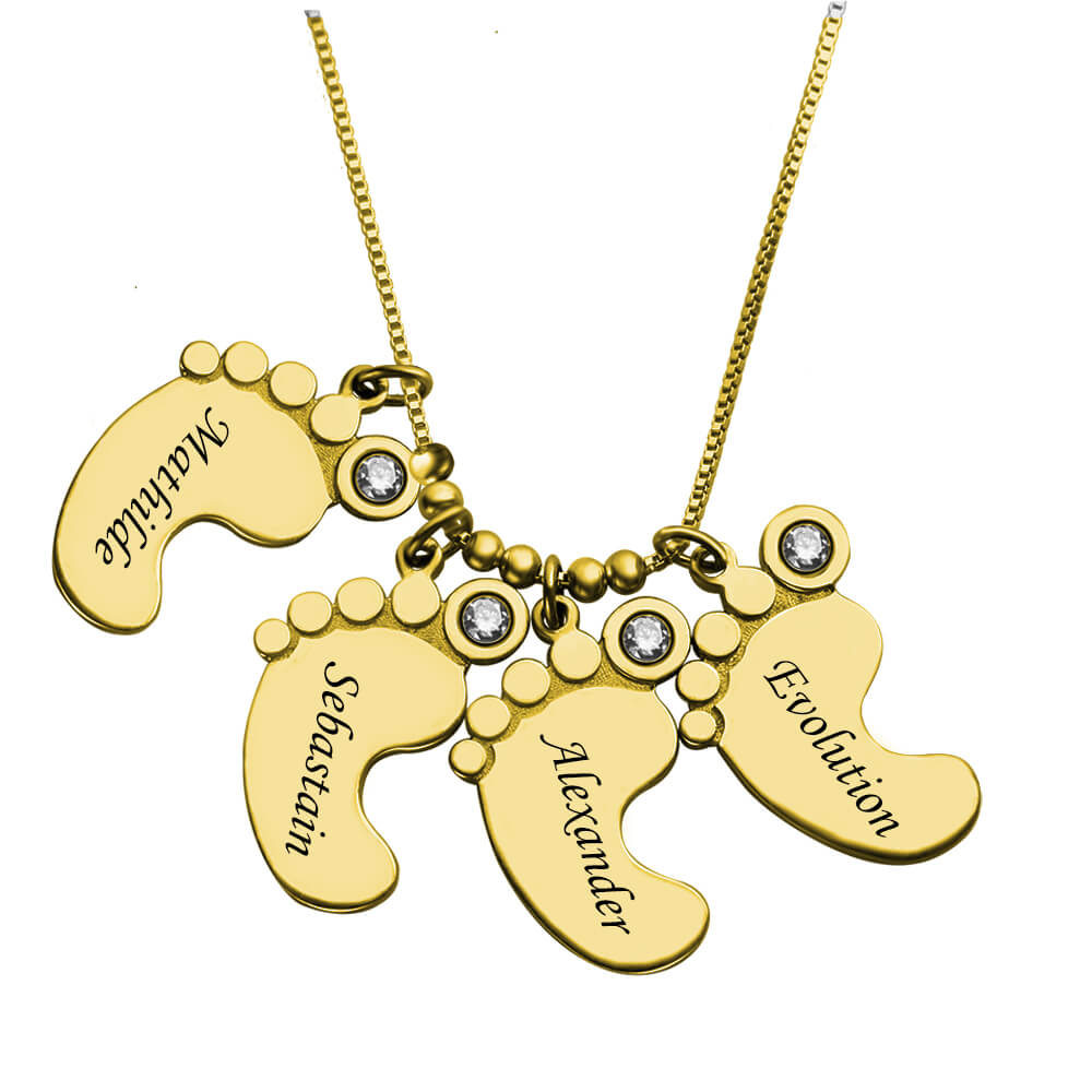 Personalized Mother's Feet Charm Necklace with Children's Name CALLIE