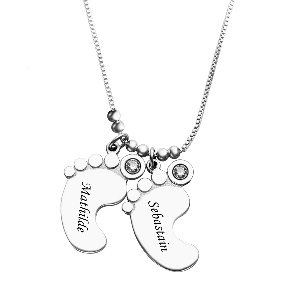 Personalized Mother's Feet Charm Necklace with Children's Name CALLIE