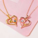 Personalised Love Necklace with Double Engraved Names & Birthstones Heart Pendant Jewellery Valentine's Day Anniversary Gift for Her
