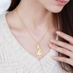 Kangaroo Mom Necklace Engraved Kid's Name & Birthstone