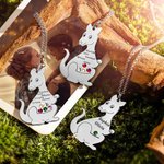 Kangaroo Mom Necklace Engraved Kid's Name & Birthstone