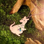 Kangaroo Mom Necklace Engraved Kid's Name & Birthstone
