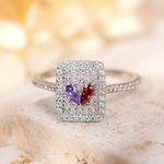 Double Birthstones Square Sparkle Ring