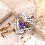 Forever Love Double Heart Birthstone Necklace for Her