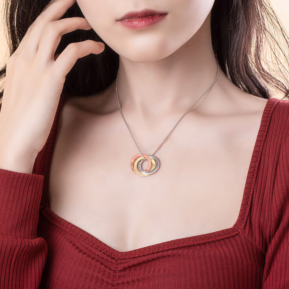 Personalized Russian Ring Trinity Name Necklace With Children Names ...