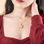 Sunflower Necklace Engraved Block Monogram