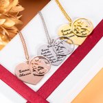 Collier de Cœur Gravé Personnalisé avec 1-13 Prénoms Pendentif Cœur et Arbre Généalogique Cadeau pour Maman Grand-Mère