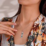 Personalizada Vintage Boho Floral Turquesa Collar de Plata de Ley con la inicial Dainty Joyería Regalo de cumpleaños para las mujeres niñas