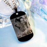 Personalized Double-Sided Photo Dog Tag Necklace Titanium Steel Jewelry Memorial Birthday Father's Day Gift for Men