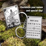 Engraved Double Names & Date Anniversary Keychain In Steel