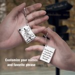 Engraved Double Names & Date Anniversary Keychain In Steel