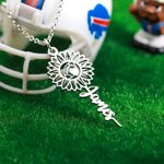 Collier Écriture Prénom Vertical Personnalisé Pendentif Balle Fleur Tournesol Cadeau pour Femme Amoureux de Sport