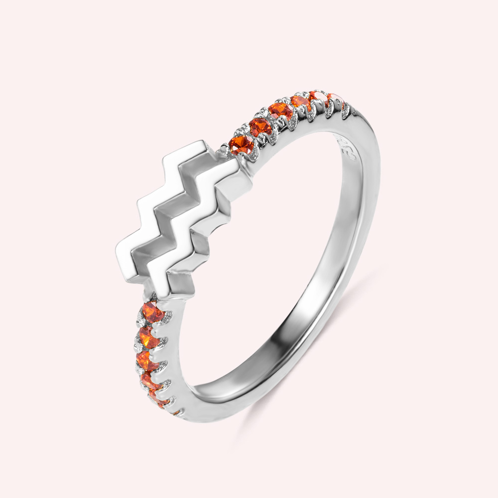 Bague d'Argent Personnalisée avec Pierre de Naissance et Signe du Zodiaque Cadeau Anniversaire Fête des Mères pour Femme