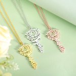 Collier Prénom avec Fleur de Lotus Pendentif Personnalisé avec Nom Croyance Yoga Cadeau d'Anniversaire pour Elle | Callie