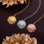 Sunflower Necklace Engraved Block Monogram