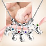3D Mothers Necklace Baby Feet Name and Birthstone Charm | Callie