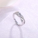 Personalised Twisted Sterling Silver Ring with Engraved Double Name and Text Valentine's Day Anniversary Gift for Couple