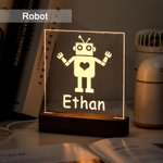 Robot Night Light for Children Engraved Name