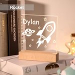 Rocket Night Light for Children Engraved Name