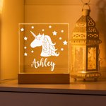 Personligt Fantasi Enhörning Nattlampa för barn Graverat namn