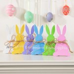 Personalized Easter Bunny Ornament with Name and Twine Bow Tie Set of 3 Rustic Farmhouse Table Decoration Easter Holiday Gift for Family