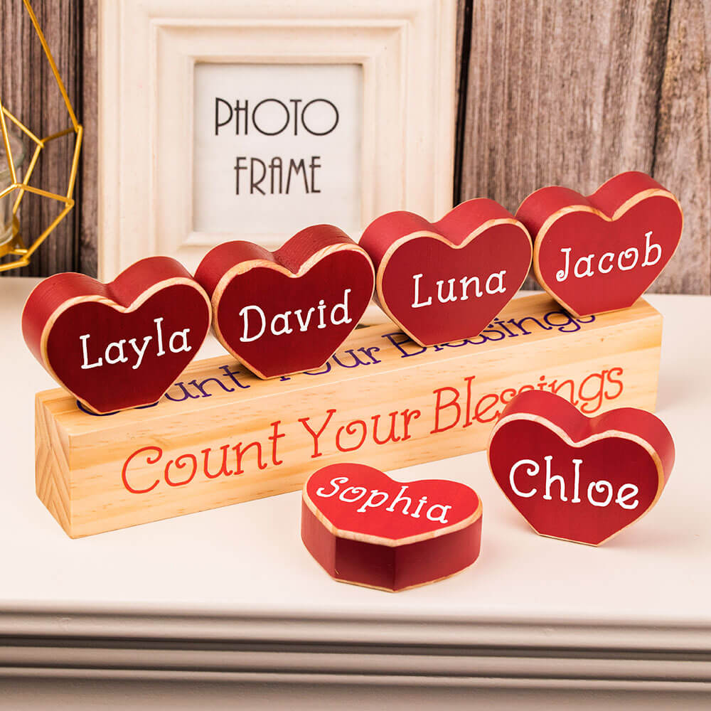Discover Women's Heart Count Your Blessings Set with Kid's Name