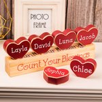 Décoration de Bureau Personnalisée avec 1-10 Noms sur Cœurs et Texte sur Bloc Cadeau Décoratif Intérieur pour Famille Maman