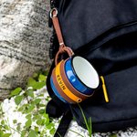 Engraved Name Enamel Mug with Leather Key Chain