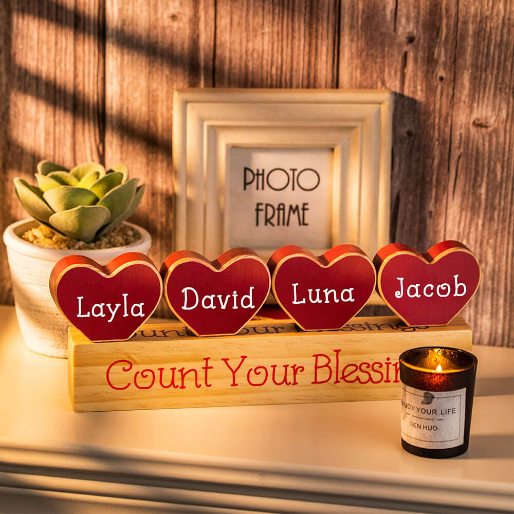 Women's Heart Count Your Blessings Set with Kid's Name