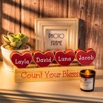 Décoration de Bureau Personnalisée avec 1-10 Noms sur Cœurs et Texte sur Bloc Cadeau Décoratif Intérieur pour Famille Maman