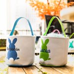 Personalized Cute Sequin Easter Bunny Basket with Embroidered Name and Handle Easter Gift for Kids