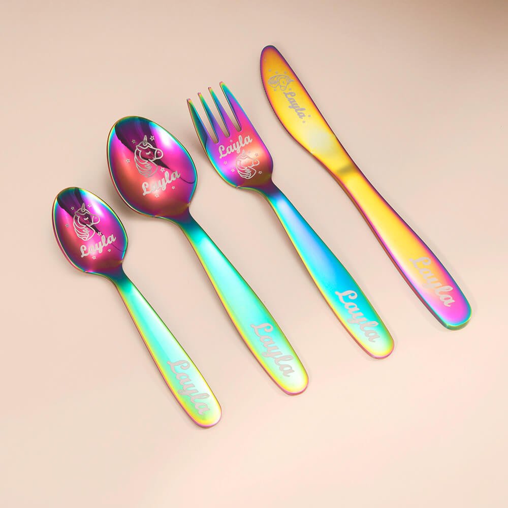 Personalized Unicorn Cutlery Set with Name