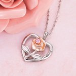 Rose in Heart Necklace for Her
