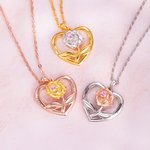 Rose in Heart Necklace for Her
