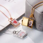 Photo Padlock Locket Necklace Sterling Silver