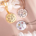 Family Birthstone Sakura Flower Necklace