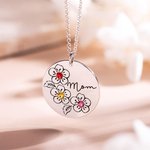 Family Birthstone Sakura Flower Necklace