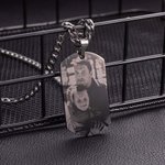 Personalized Photo Dog Tag Necklace with Engraved Text Titanium Steel Jewellery Birthday Father's Day Memorial Gift for Man