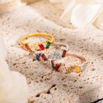 Handgefertigter Baguette-Geburtsstein-Ring