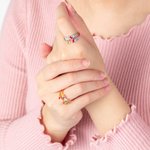 Handgefertigter Baguette-Geburtsstein-Ring