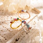 Handgefertigter Baguette-Geburtsstein-Ring