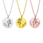 Personligt födelsedagshalsband med blomma och graverat namn Mors dag Födelsedagshalsband för kvinnor