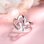 Personalized 2 Names & Birthstones Mother Daughter Heart Ring