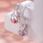 Boucles d'Oreilles Pendentifs Asymétriques Bijoux Personnalisés avec Pierre de Naissance Cadeau pour Femme